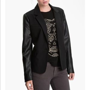 Sanctuary Faux Leather Sleeve Blazer Size Small